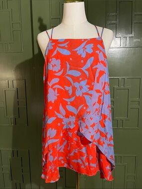 Maeve Red and Lavender Floral Spaghetti-Strap Tank